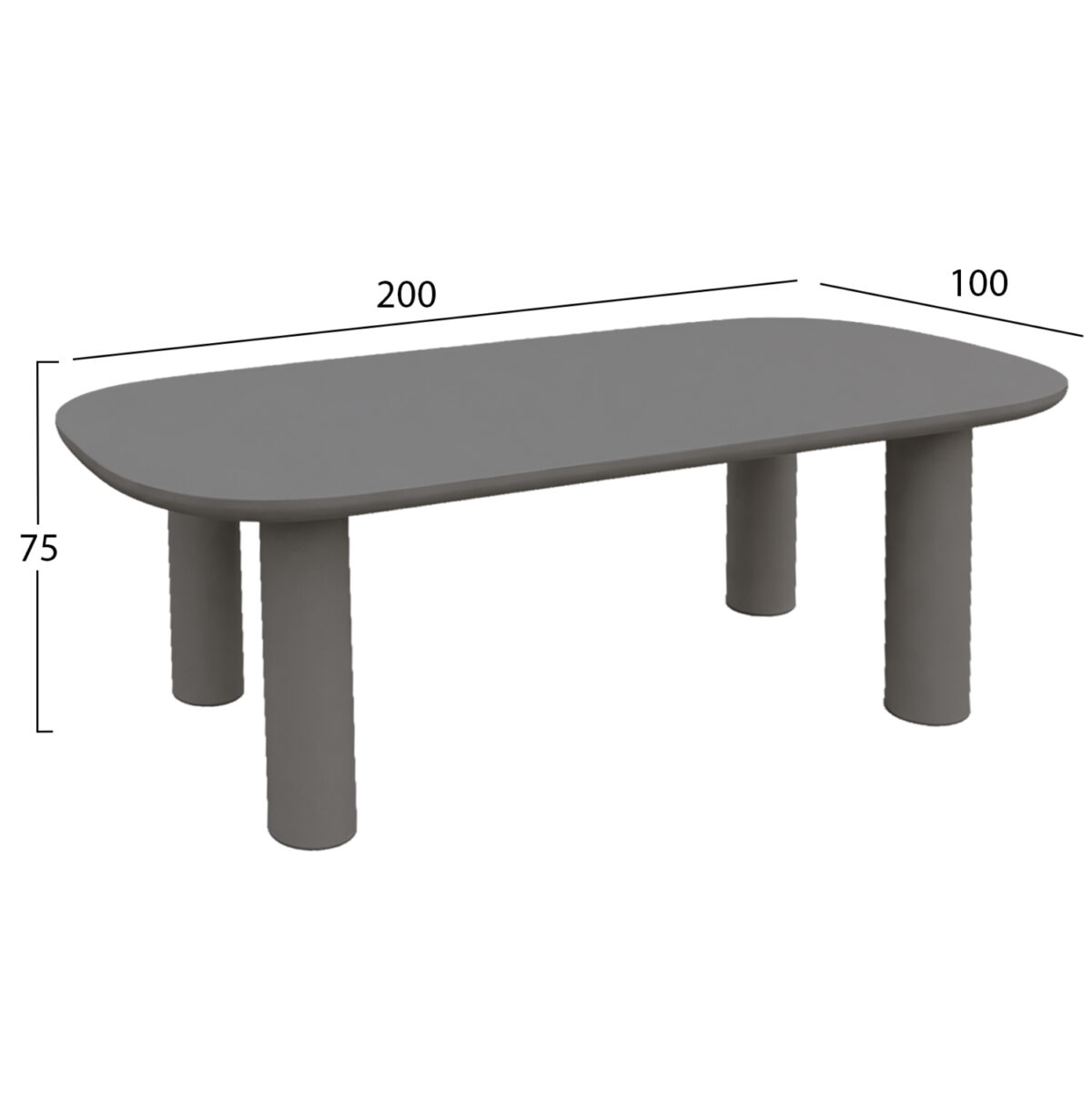 ΤΡΑΠΕΖΙ ΤΡΑΠΕΖΑΡΙΑΣ KIORA LH10.6597.01 ΓΚΡΙ FIBER CEMENT 200x100x75Υεκ - Image 2