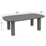 ΤΡΑΠΕΖΙ ΤΡΑΠΕΖΑΡΙΑΣ KIORA LH10.6597.01 ΓΚΡΙ FIBER CEMENT 200x100x75Υεκ - Image 2