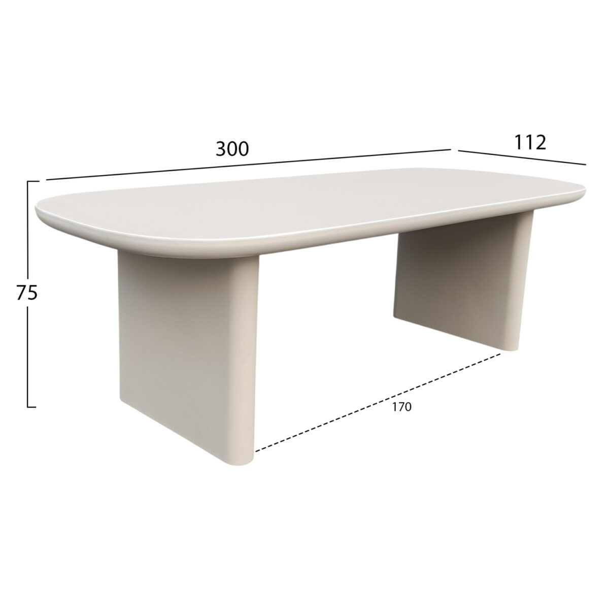 ΤΡΑΠΕΖΙ ΤΡΑΠΕΖΑΡΙΑΣ AZAMI LH10.6601.02 ΜΠΕΖ FIBER CEMENT 300x112x75Υεκ. - Image 2