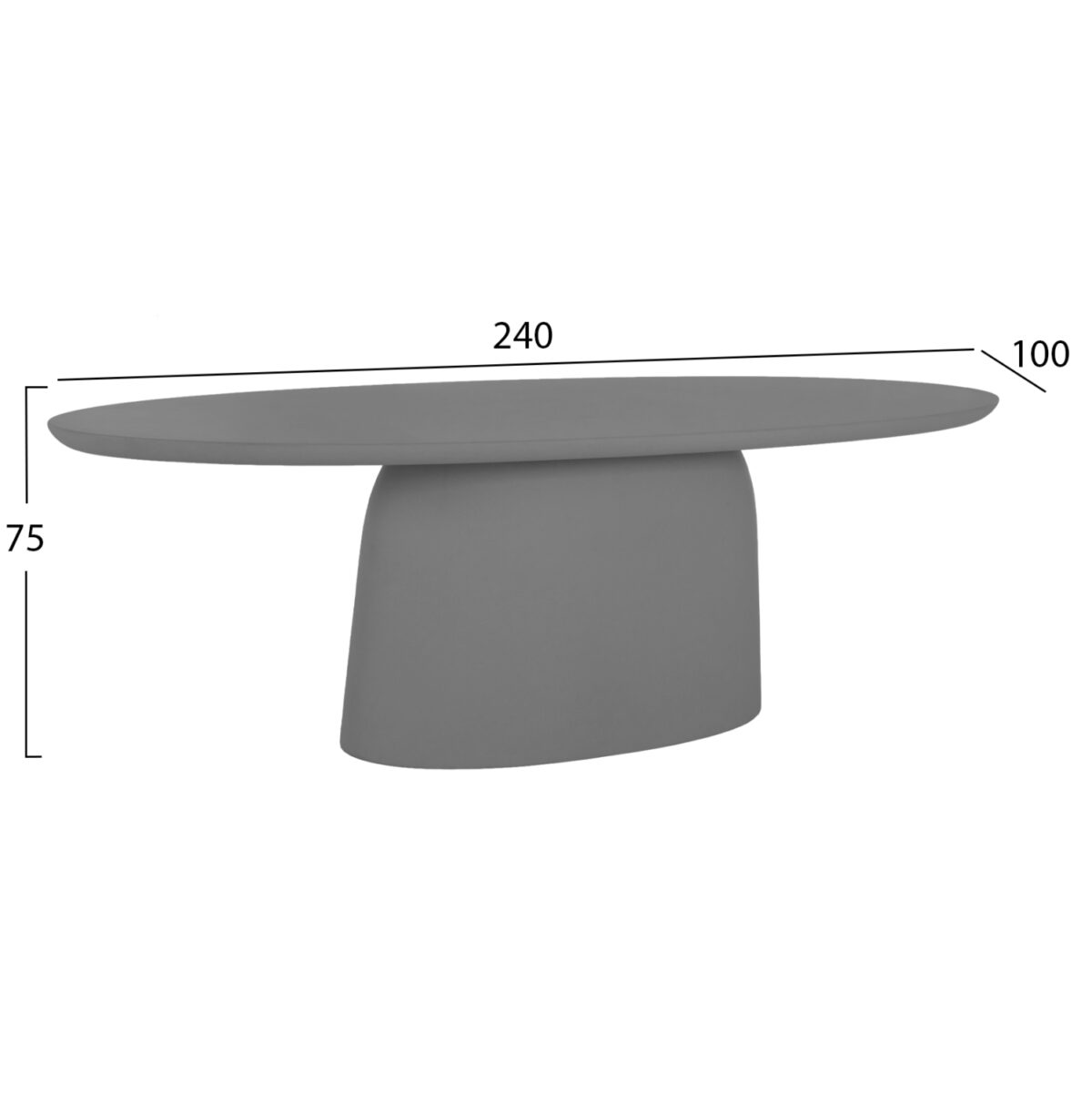 ΤΡΑΠΕΖΙ ΤΡΑΠΕΖΑΡΙΑΣ ΟΒΑΛ BRECCAN LH10.6577.01 ΓΚΡΙ FIBER CEMENT 240x100x75Υεκ. - Image 2