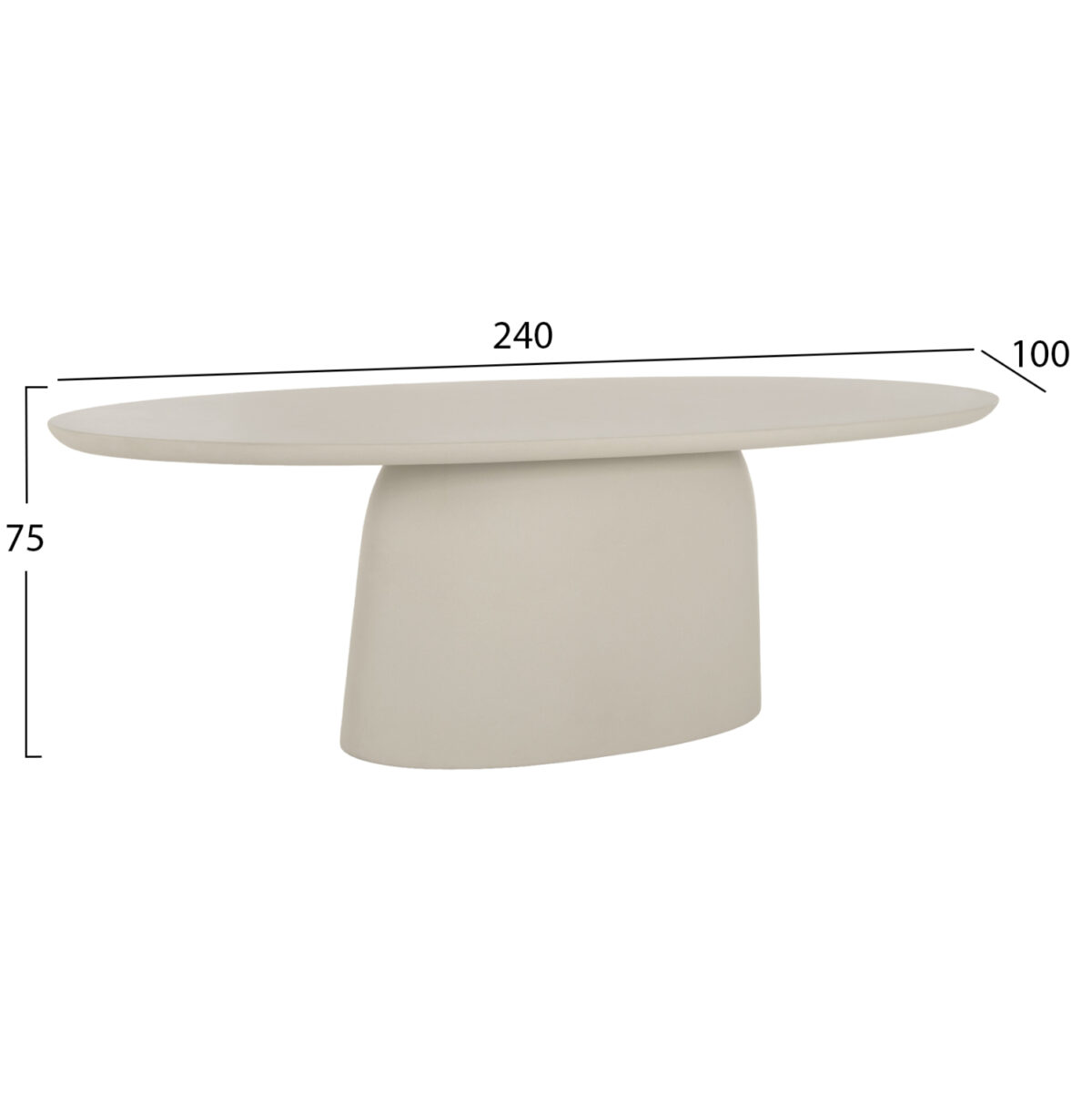 ΤΡΑΠΕΖΙ ΤΡΑΠΕΖΑΡΙΑΣ ΟΒΑΛ BRECCAN LH10.6577.02 ΜΠΕΖ FIBER CEMENT 240x100x75Υεκ. - Image 2