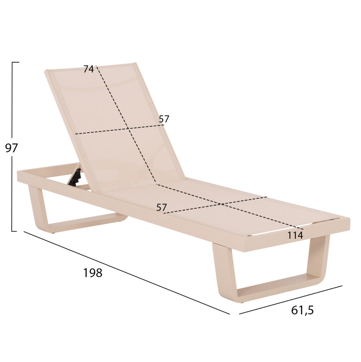 ΞΑΠΛΩΣΤΡΑ ΑΛΟΥΜΙΝΙΟΥ ΜΕ ΥΦΑΣΜΑ TESLIN RICKON LH10.6292.04 ΣΕ ΣΑΜΠΑΝΙ 198x61,5x97Υεκ. - Image 2