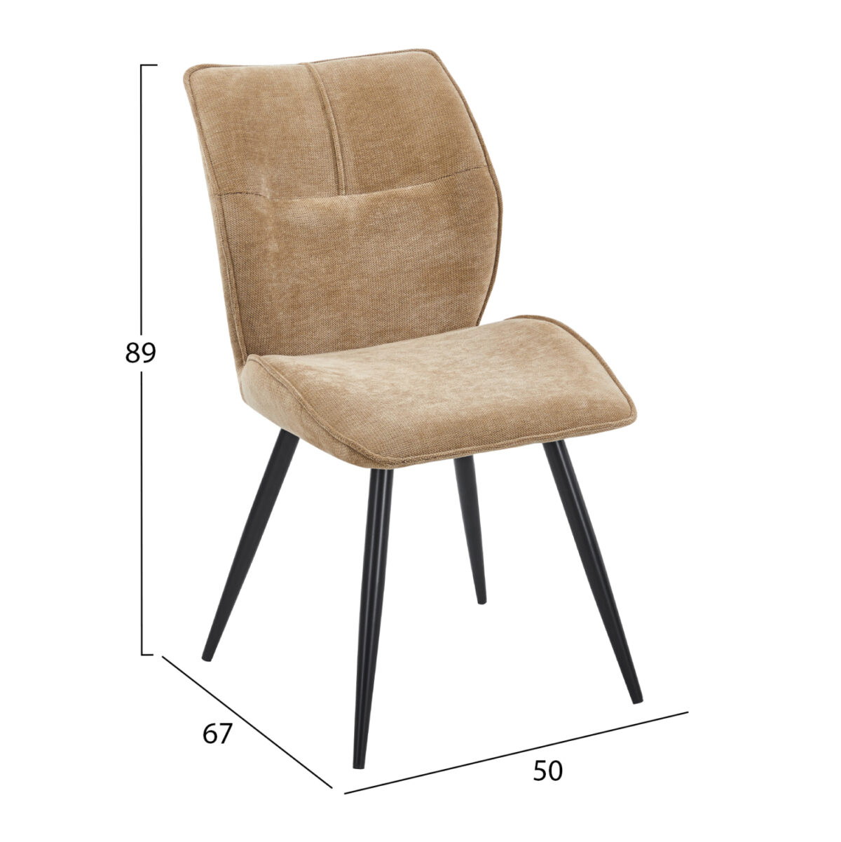 ΚΑΡΕΚΛΑ ΤΡΑΠΕΖΑΡΙΑΣ GAFF LH10.18425.03 TAUPE ΥΦΑΣΜΑ-ΜΕΤΑΛ.ΜΑΥΡΑ ΠΟΔΙΑ 49x63x90Υεκ - Image 2