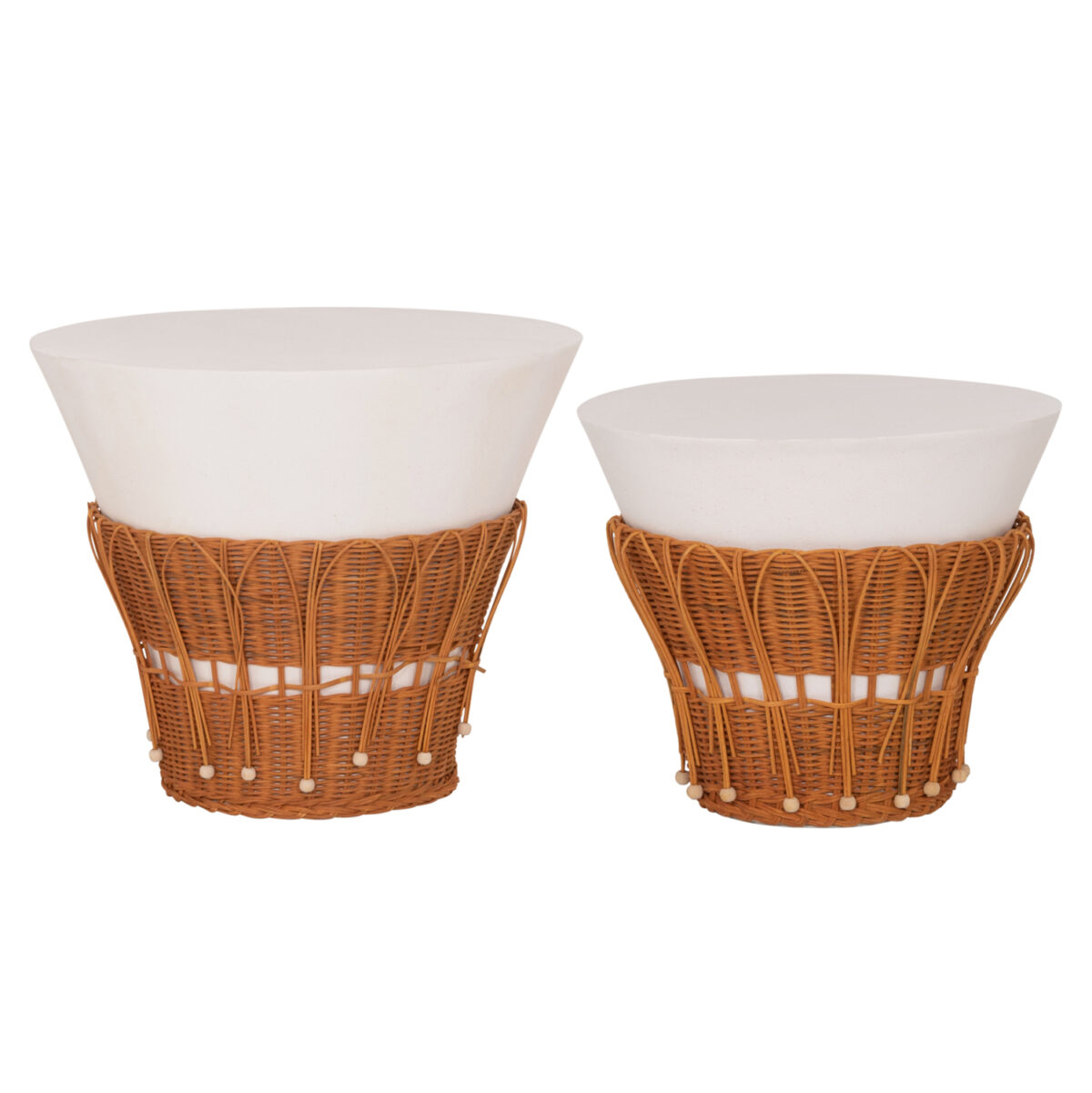 set-2tmch-boithitika-trapezia-fb92113802 ΣΕΤ 2ΤΜΧ ΒΟΗΘΗΤΙΚΑ ΤΡΑΠΕΖΙΑ PERRAL LH10.21138.02 FIBER CEMENT ΛΕΥΚΟ-ΦΥΣΙΚΟ RATTAN - Image 1
