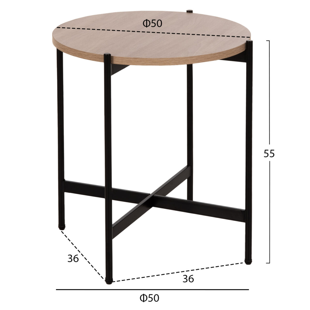 ΣΕΤ 2ΤΜΧ ΤΡΑΠΕΖΙΑ ΣΑΛΟΝΙΟΥ RONDA LH10.21089.02 MDF ΣΟΝΑΜΑ Φ80εκ & Φ50εκ - Image 3