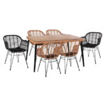 ΣΕΤ 7ΤΜΧ ALLEGRA WICKER ΜΕ ΤΡΑΠΕΖΙ 160X90X78Υ ΜΠΕΖ & ΜΑΥΡΟ ΧΡΩΜΑ LH10.10513