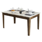 ΤΡΑΠΕΖΙ STANDARD LH10.9507.03 ΜΕΛΑΜΙΝΗ ΚΑΡΥΔΙ-ΛΕΥΚΟ ΜΑΡΜΑΡΟ ΜΕ ΑΠΟΘ.ΧΩΡΟ 145x88x75Yεκ. - Image 2