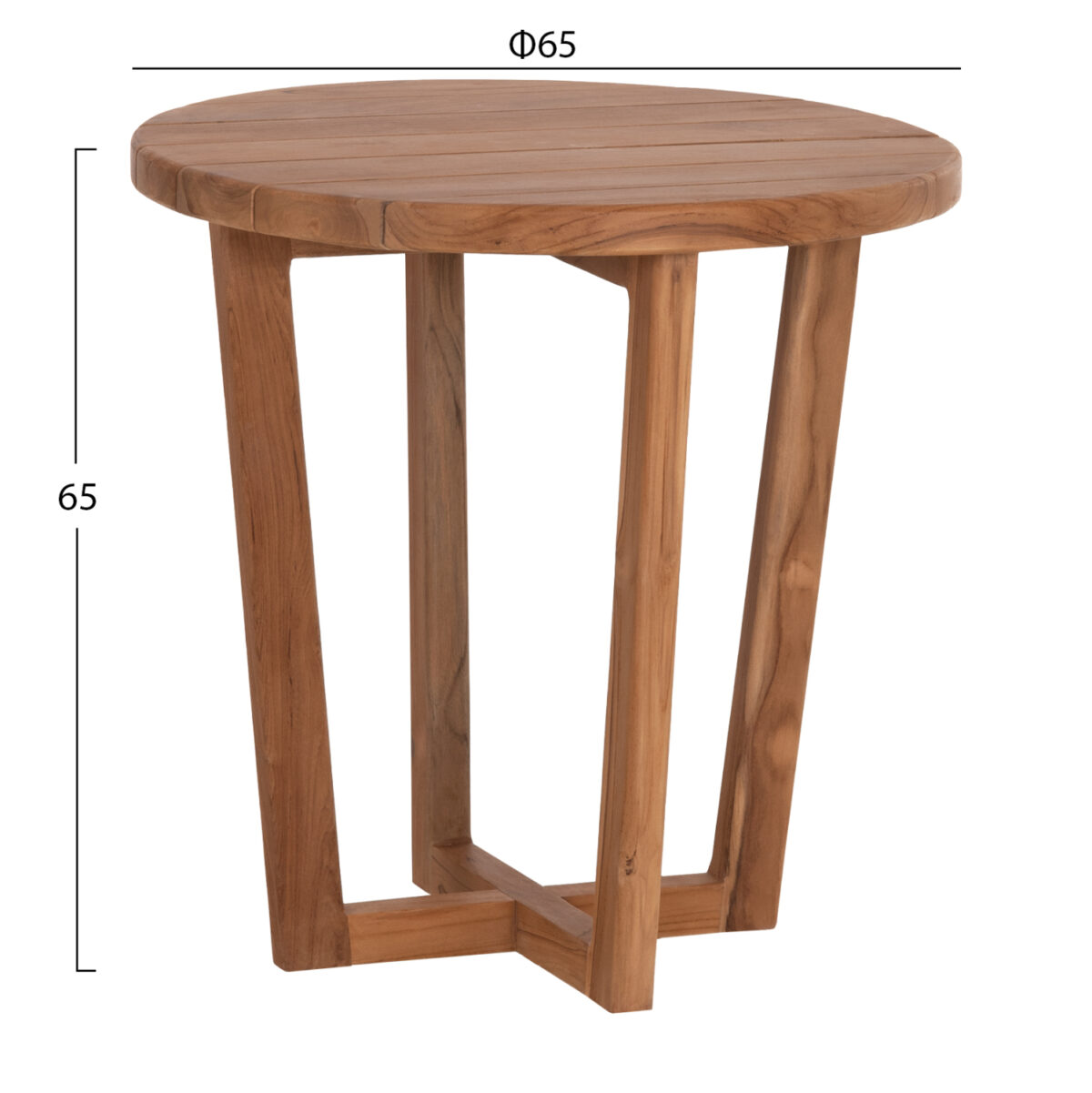 ΤΡΑΠΕΖΙ ΜΕΣΗΣ ΣΤΡΟΓΓΥΛΟ KOLIN LH10.6650 ΞΥΛΟ TEAK ΦΥΣΙΚΟ Φ65x65Υεκ. - Image 2