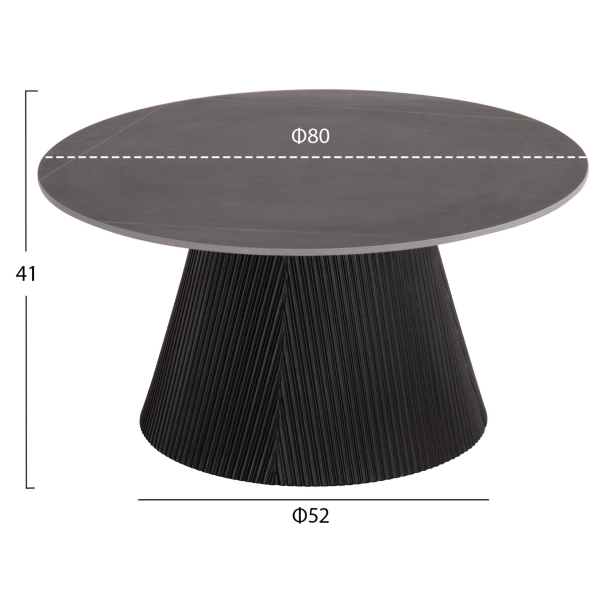 ΤΡΑΠΕΖΙ ΣΑΛΟΝΙΟΥ DUNCAN LH10.18022.01 ΚΕΡΑΜΙΚΟ TOP-MDF ΒΑΣΗ-ΜΑΥΡΟ Φ80x41Υεκ. - Image 2