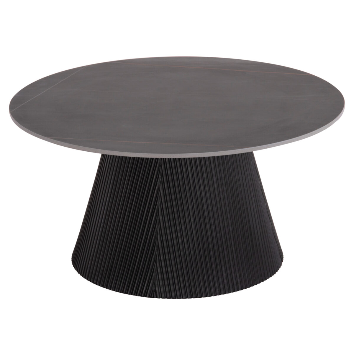 ΤΡΑΠΕΖΙ ΣΑΛΟΝΙΟΥ DUNCAN LH10.18022.01 ΚΕΡΑΜΙΚΟ TOP-MDF ΒΑΣΗ-ΜΑΥΡΟ Φ80x41Υεκ. - Image 1