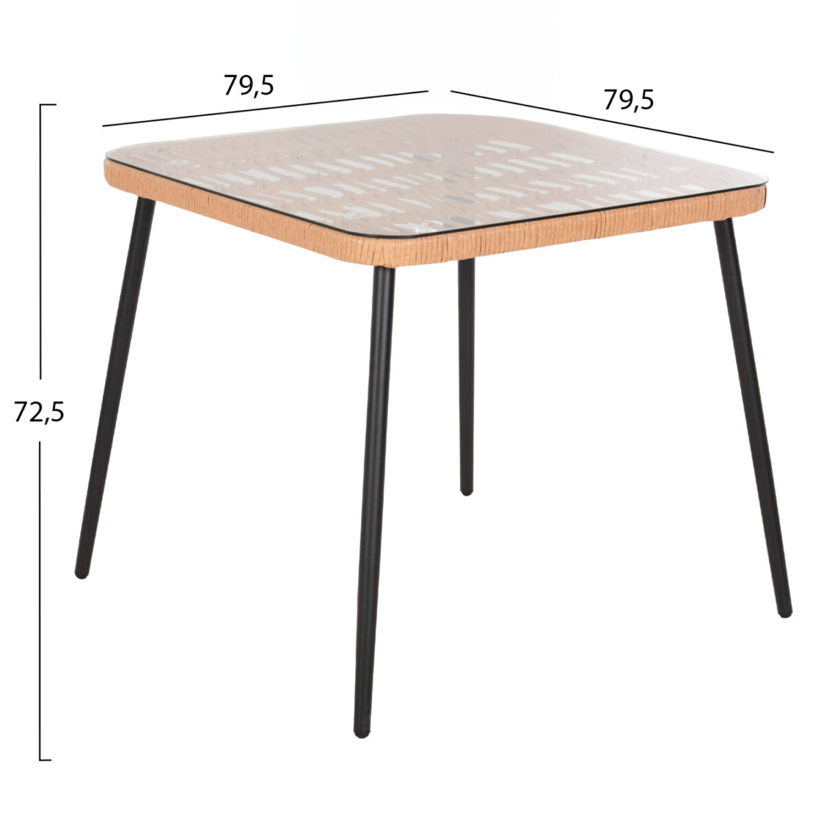 ΤΡΑΠΕΖΙ ΤΕΤΡΑΓΩΝΟ ALLEGRA LH10.5536.11 ΜΕΤΑΛ.ΜΑΥΡΟ-P.E. RATTAN ΦΥΣΙΚΟ 79,5x79,5x72,5Υεκ - Image 2