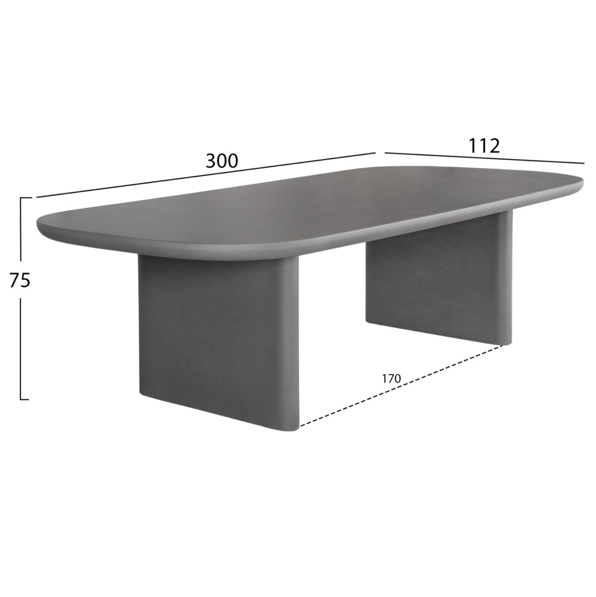 ΤΡΑΠΕΖΙ ΤΡΑΠΕΖΑΡΙΑΣ FIBER CEMENT AZAMI LH10.6601.01 ΓΚΡΙ 300x112x75Υεκ. - Image 2