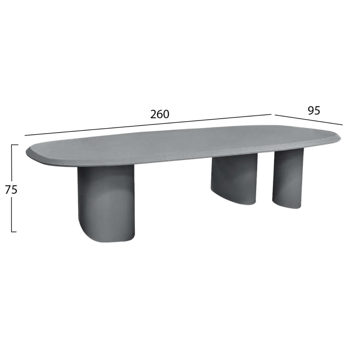 ΤΡΑΠΕΖΙ ΤΡΑΠΕΖΑΡΙΑΣ FIBER CEMENT ΟΒΑΛ GLEN LH10.6598.01 ΓΚΡΙ 260x95x75Υεκ - Image 2