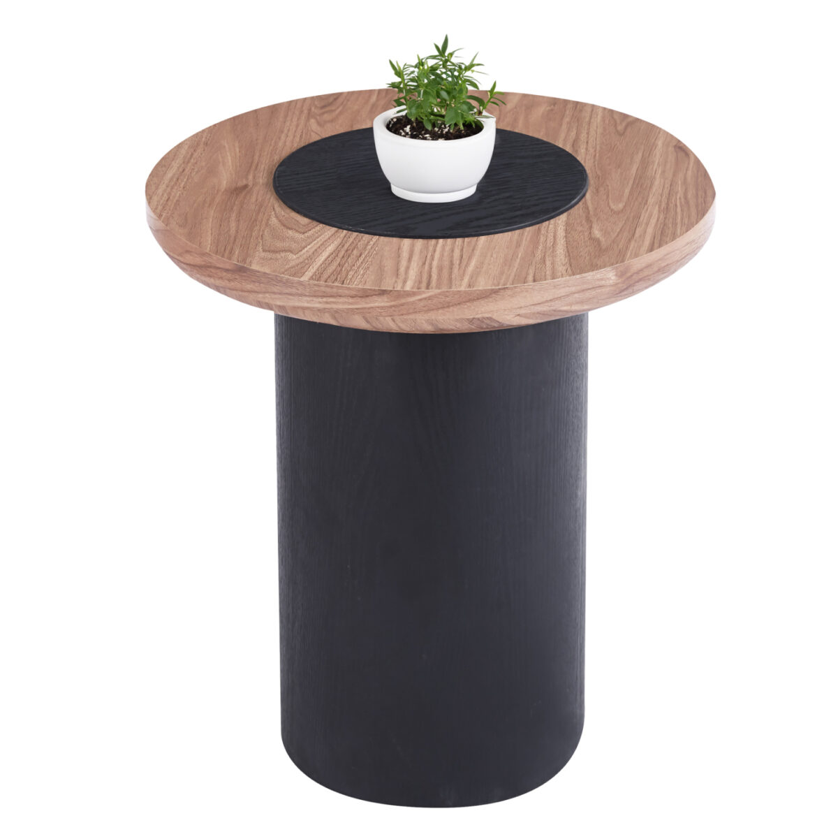 ΤΡΑΠΕΖΑΚΙ ΣΤΡΟΓΓΥΛΟ ΒΟΗΘΗΤΙKΟ OVALON LH10.18434.05 MDF TOP ΚΑΡΥΔΙ & ΒΑΣΗ ΜΑΥΡΗ Φ45x50Υεκ - Image 1