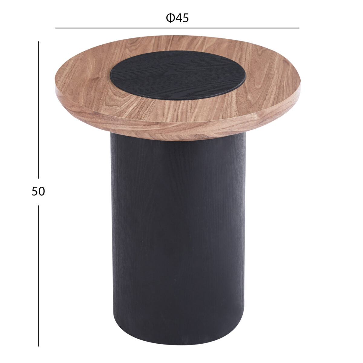 ΤΡΑΠΕΖΑΚΙ ΣΤΡΟΓΓΥΛΟ ΒΟΗΘΗΤΙKΟ OVALON LH10.18434.05 MDF TOP ΚΑΡΥΔΙ & ΒΑΣΗ ΜΑΥΡΗ Φ45x50Υεκ - Image 3