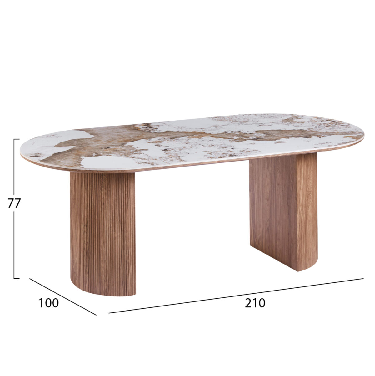 ΤΡΑΠΕΖΙ ΟΒΑΛ MARBLEX LH10.18428 ΚΕΡΑΜΙΚΟ TOP ΣΕ PANDORA--MDF ΠΟΔΙΑ 210x100x77Υεκ - Image 2