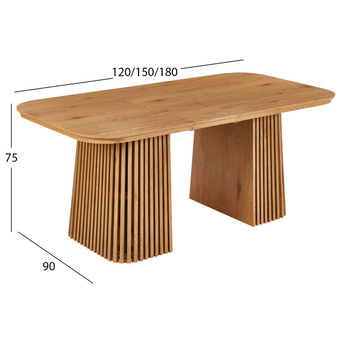 ΤΡΑΠΕΖΙ ΤΡΑΠΕΖΑΡΙΑΣ ΕΠΕΚΤΕΙΝΟΜΕΝΟ VERLO LH10.18436 MDF ΣΕ ΦΥΣΙΚΟ 120/150/180x90x75Υεκ. - Image 2
