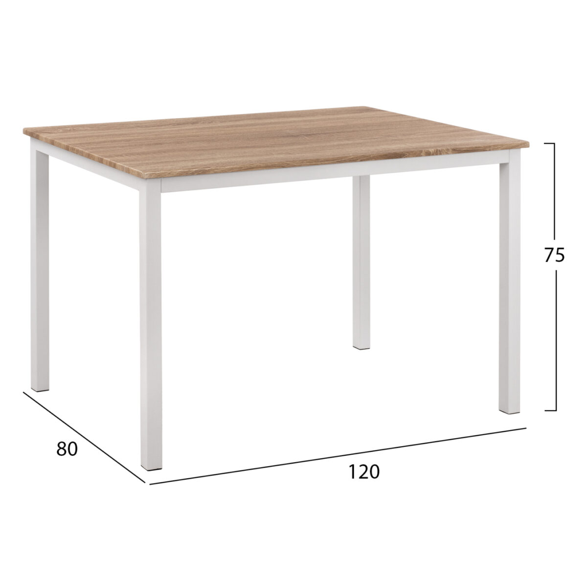 ΤΡΑΠΕΖΙ ΤΡΑΠΕΖΑΡΙΑΣ GOOSE LH10.9532.02 MDF SONAMA-ΛΕΥΚΟ ΜΕΤΑΛΛΟ 120X80Χ75Yεκ. - Image 2