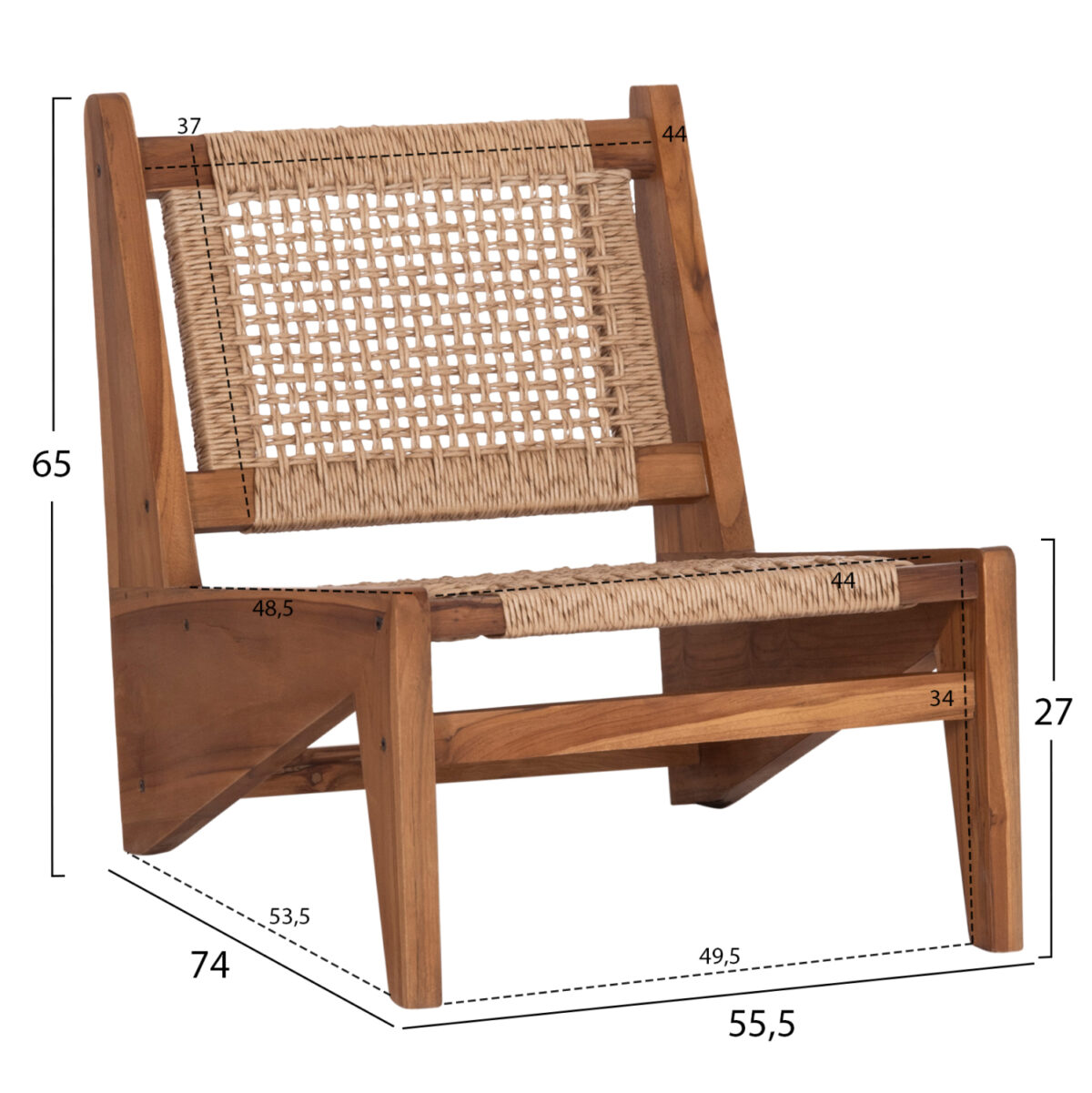 ΚΑΡΕΚΛΑ LOUNGE LUKILLA LH10.9913 ΞΥΛΟ TEAK ΣΕ ΦΥΣΙΚΟ--ΣΥΝΘ.ΣΧΟΙΝΙ ΜΠΕΖ 55,5x74x65Υεκ. - Image 2
