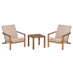 LOUNGE ΣΕΤ ΕΞ.ΧΩΡΟΥ 3ΤΜΧ DAME LH10.10982 ΞΥΛΟ ΑΚΑΚΙΑΣ--ΣΧΟΙΝΙ STRAP & ΜΑΞΙΛΑΡΙΑ ΣΕ ΜΠΕΖ