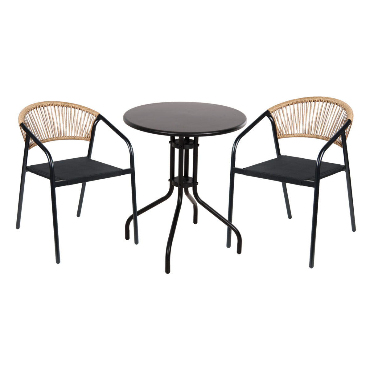 set-trapezarias-3tmch-fb910728-2-metal-k ΣΕΤ ΤΡΑΠΕΖΑΡΙΑΣ 3ΤΜΧ LINO LH10.10728.03-- 2 ΜΕΤΑΛ. ΚΑΡΕΚΛΕΣ--ΣΤΡΟΓΓΥΛΟ ΤΡΑΠΕΖΙ Φ60εκ ΜΑΥΡΟ - Image 1