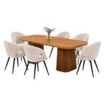 ΣΕΤ ΤΡΑΠΕΖΑΡΙΑΣ 7ΤΜΧ ΕΠΕΚΤΕΙΝΟΜΕΝΟ CORNEL LH10.12107.02 MDF--ΥΦΑΣΜΑ ΜΠΕΖ