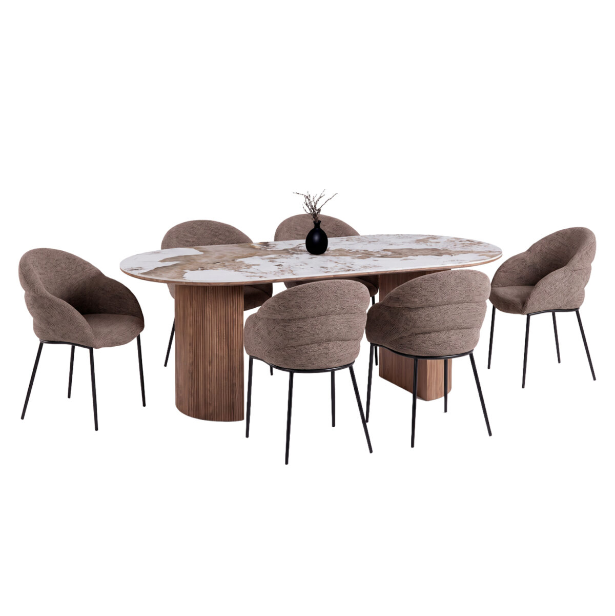 set-trapezarias-7tmch-fb91139503-keramik ΣΕΤ ΤΡΑΠΕΖΑΡΙΑΣ 7ΤΜΧ DRENNY LH10.11395.03 ΚΕΡΑΜΙΚΟ TOP PANDORA--ΚΑΡΕΚΛΕΣ ΥΦΑΣΜΑ TAUPE - Image 1