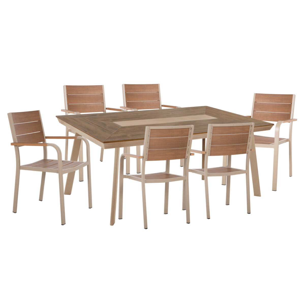 set-trapezarias-fb910739-trapezi-6-polyt ΣΕΤ ΤΡΑΠΕΖΑΡΙΑΣ TABER LH10.10738.04 ΤΡΑΠΕΖΙ & 6 ΠΟΛΥΘΡΟΝΕΣ-ΑΛΟΥΜΙΝΙΟ & POLYWOOD-ΣΑΜΠΑΝΙ - Image 1