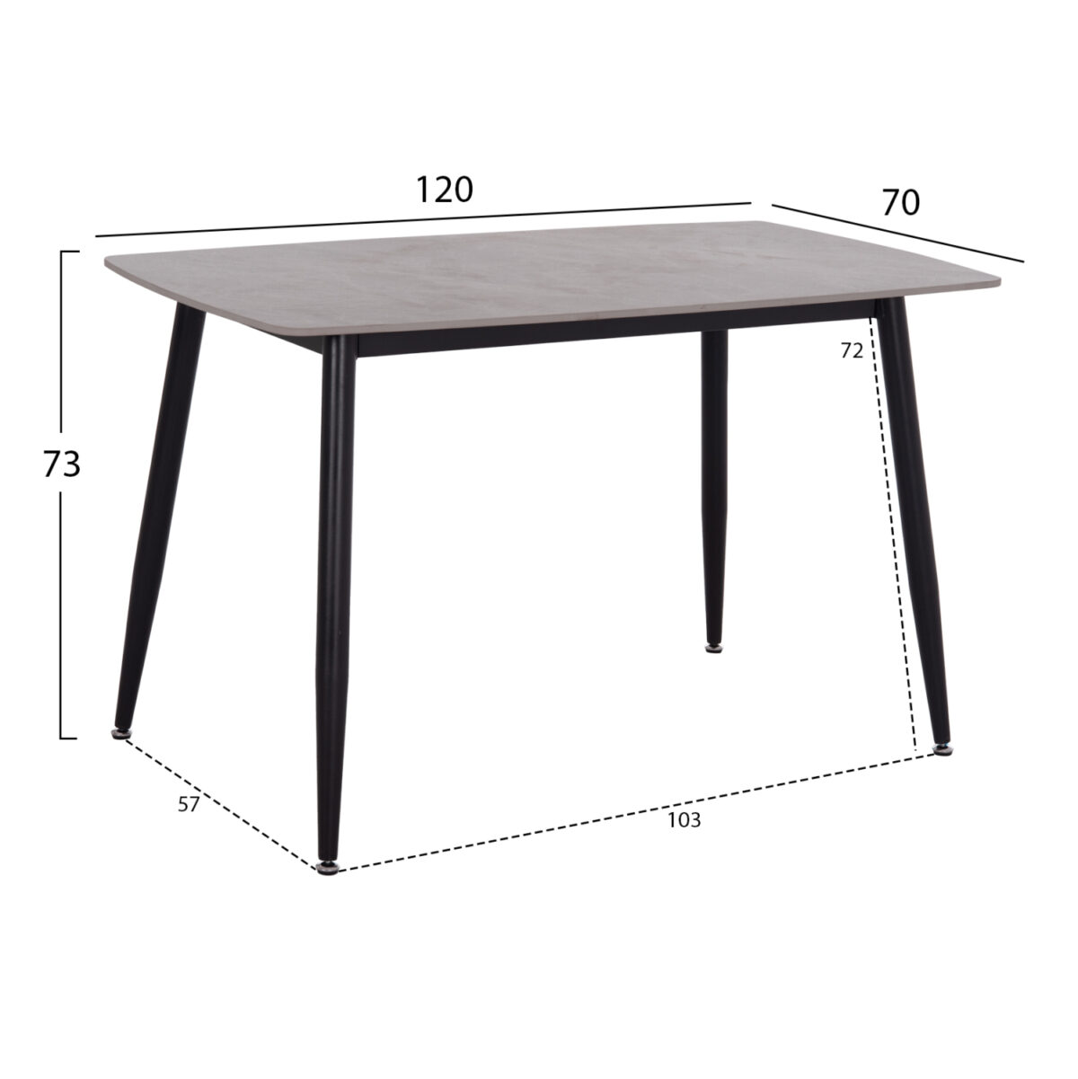 ΤΡΑΠΕΖΙ RAVEN LH10.9854.13 ΚΕΡΑΜΙΚΟ TOP ΓΚΡΙ ΜΑΡΜΑΡΟ-ΜΑΥΡΟ ΜΕΤΑΛΛΟ 120x70x73Υεκ. - Image 2
