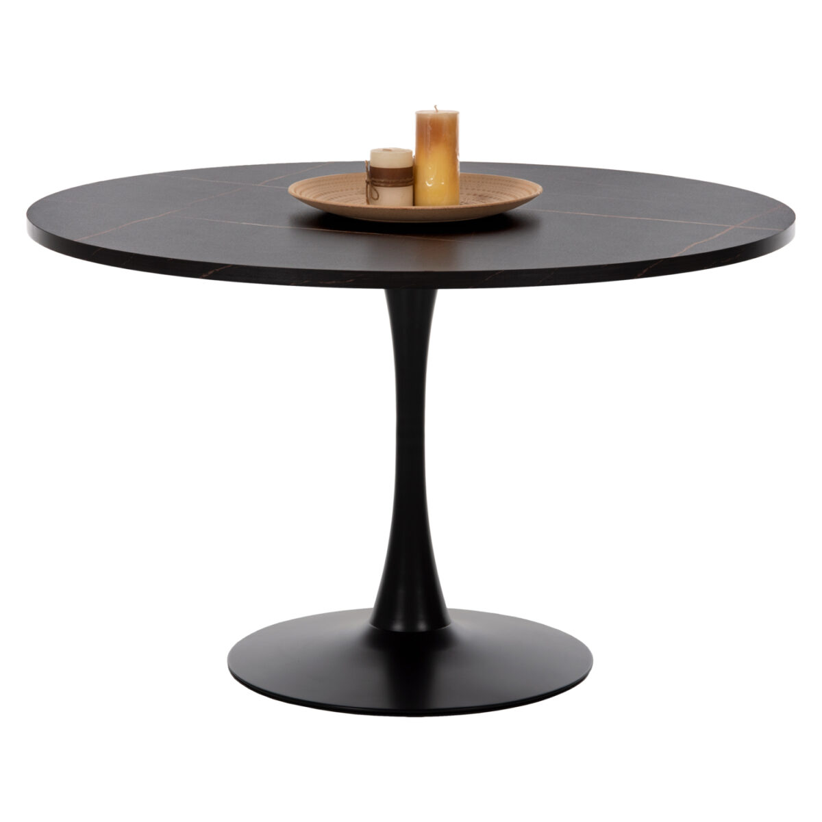 ΤΡΑΠΕΖΙ ΤΡΑΠΕΖΑΡΙΑΣ ROLLO LH10.9422.12 ΣΤΡΟΓΓΥΛΟ BLACK MARBLE Φ120x74Yεκ. - Image 1