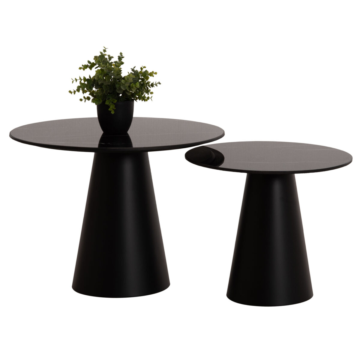 trapezia-salonioy-2tmch-fb99926-metalbas ΤΡΑΠΕΖΙA ΣΑΛΟΝΙΟΥ 2ΤΜΧ DIEN LH10.9926 ΜΕΤΑΛ.ΒΑΣΕΙΣ & ΚΕΡΑΜΙΚΟ TOP-ΜΑΥΡΟ Φ56.5 & Φ43.5 εκ. - Image 1